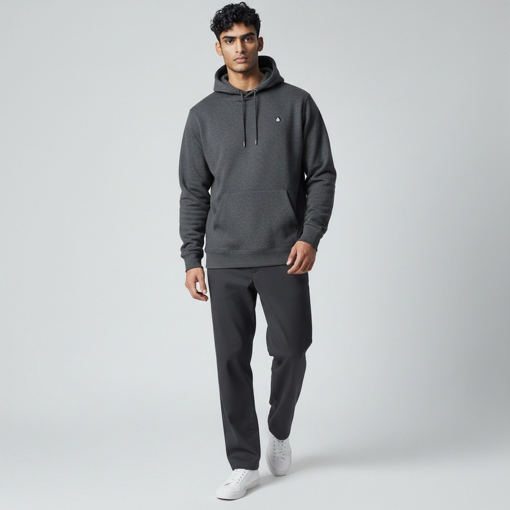 Volcom Hoodie XXL Charcoal Heather Grey Stone Logo Pullover Sweatshirt